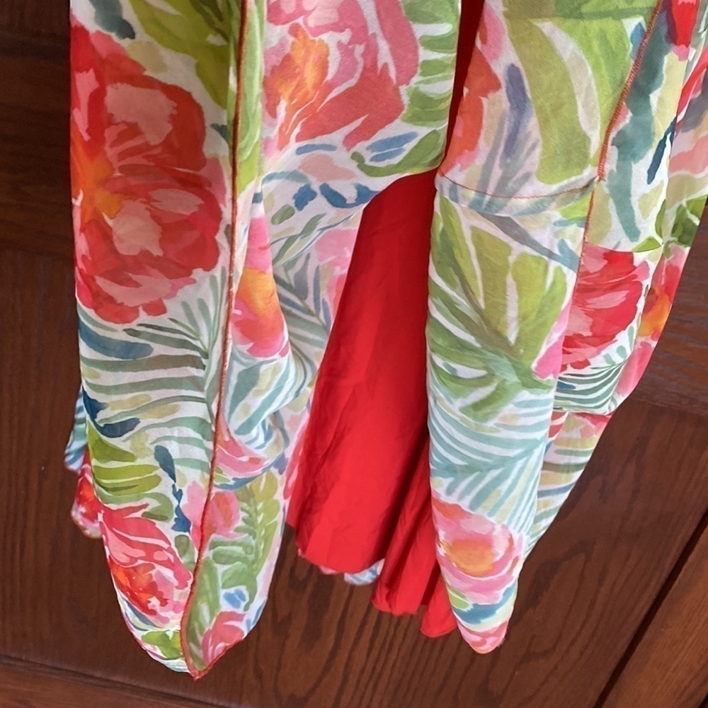 Badgley Mischka Green Floral maxi dress size 0-2 15” PTP - Picture 8 of 10